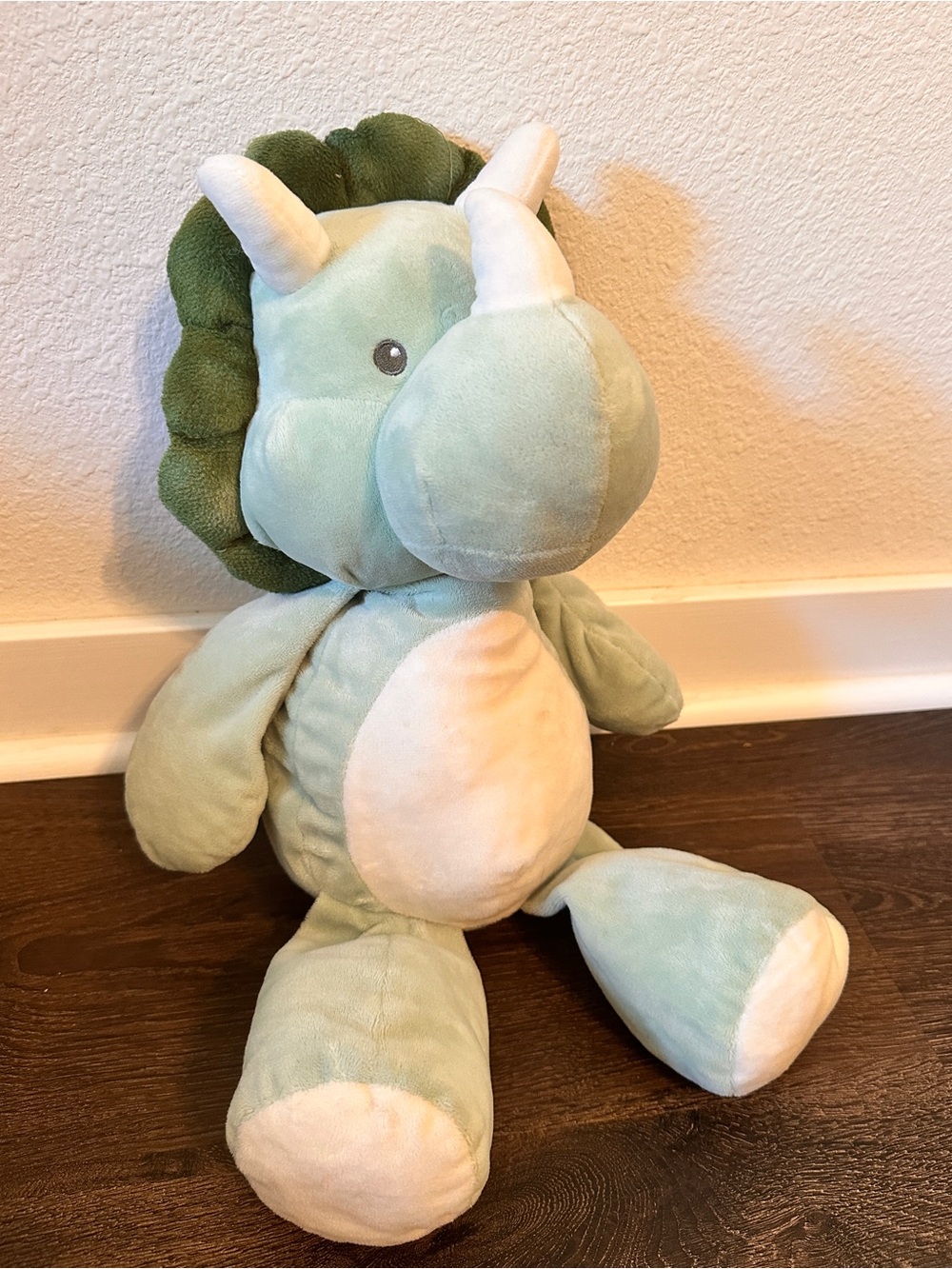 KellyBaby KellyToy Plush Green Dinosaur Triceratops Rattle 18”